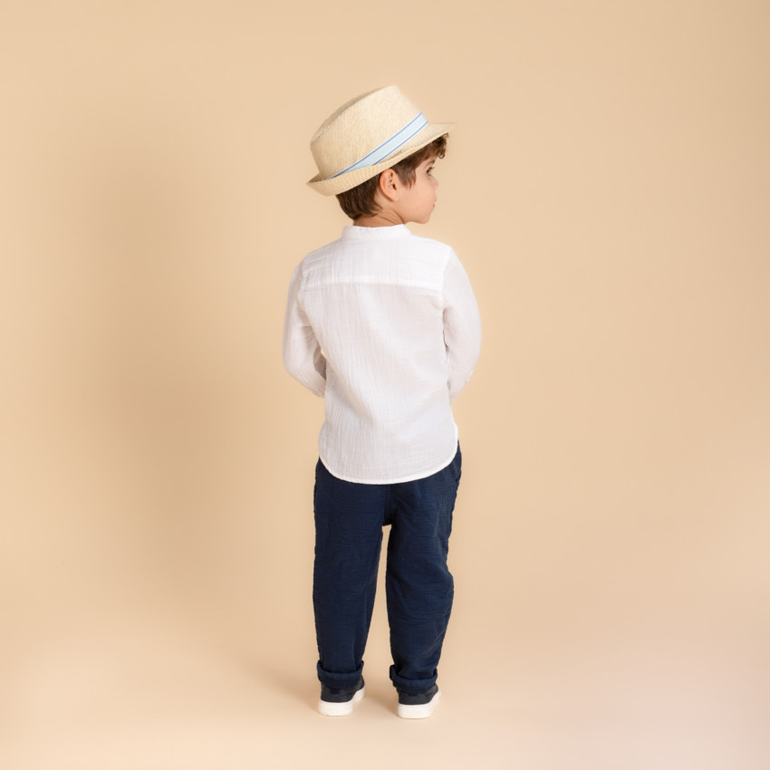 Camisa de manga larga de gasa de algodón para bebé niño. 