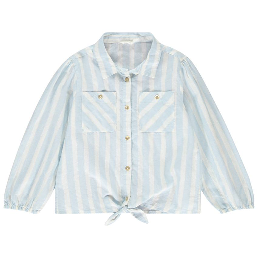 Camisa de manga larga rayada con lazo para niña 