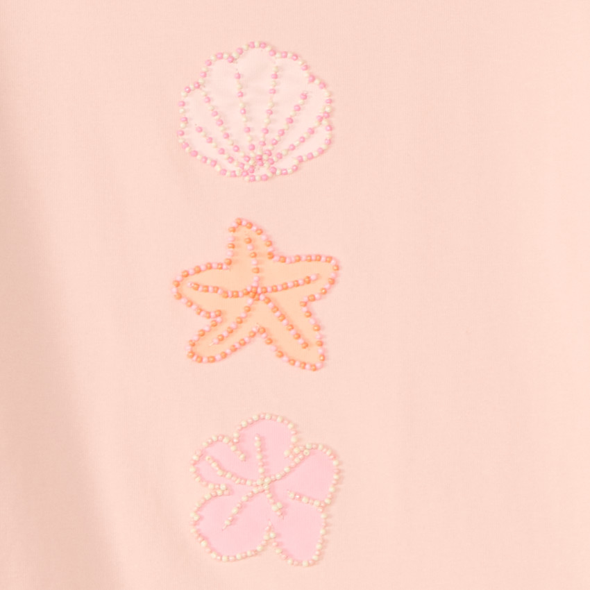 Camiseta de manga corta con diseño de fantasía de perlas para niña 