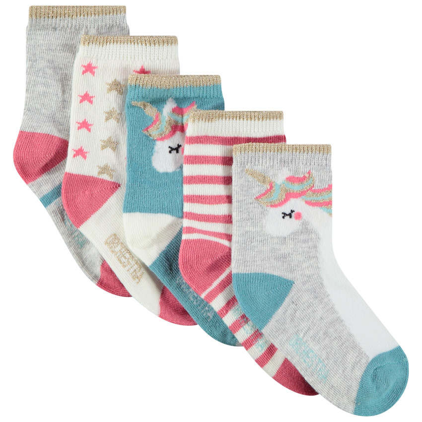 Lot de 5 paires de chaussettes motifs licorne pour bébé fille Main Lot de 5 paires de chaussettes motifs licorne pour bébé fille
