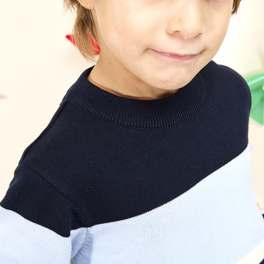 Jersey de punto a rayas fantasía para niño 