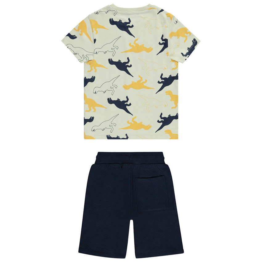 Conjunto camiseta de manga corta con estampado de dinosaurio + short para niño 