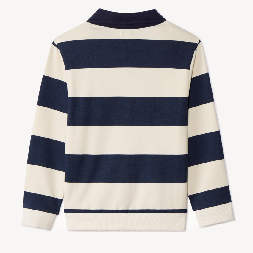 Sweat molleton à rayures et col polo pour garçon  