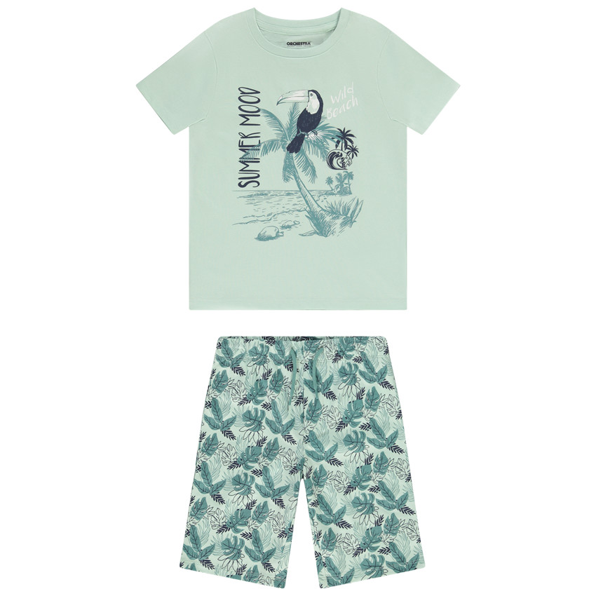 Pijama corto de 2 piezas con motivos tropicales para niño. 