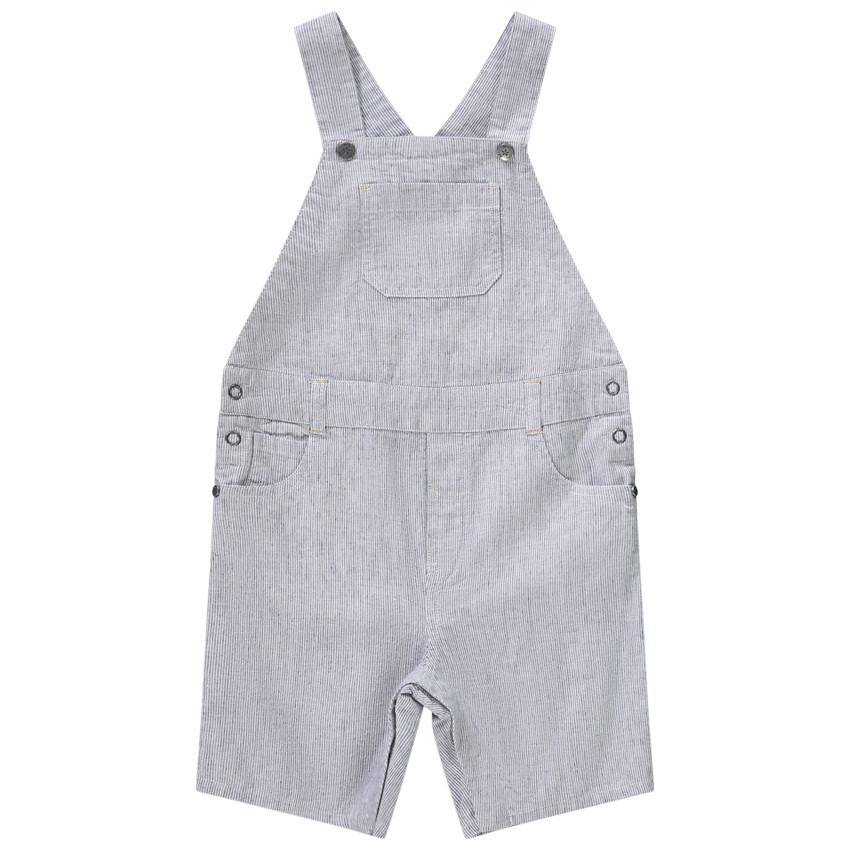 Salopette corta de lona a rayas finas para bebé niño 