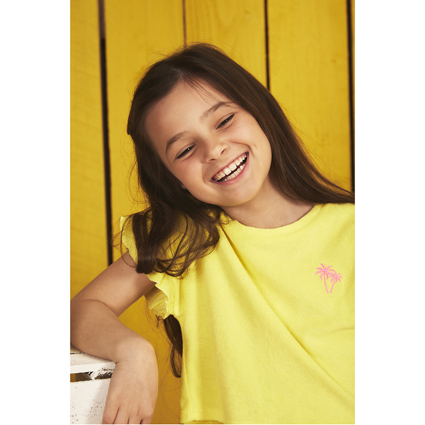 Conjunto de 2 piezas de camiseta y short de felpa para niña 