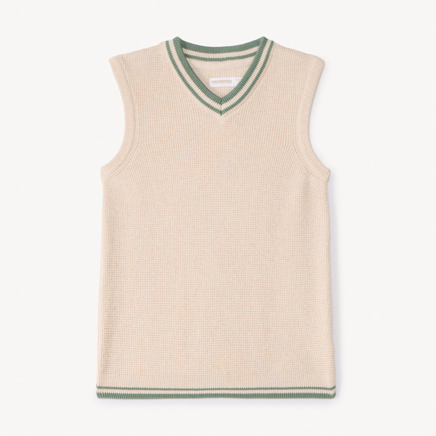 Suéter de punto sin mangas para niño. 