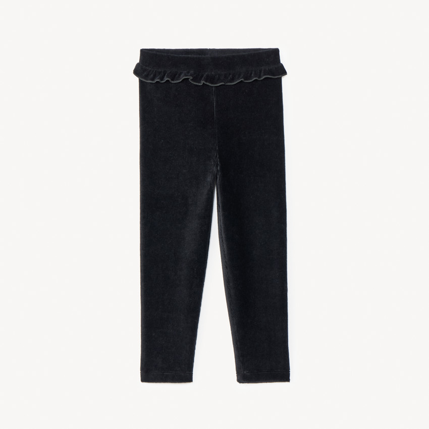 Pantalón largo volante de terciopelo acanalado para bebé niña 