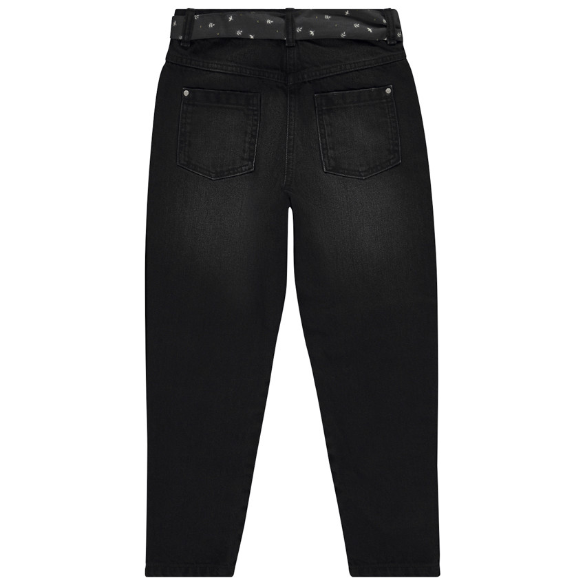 Vaqueros de denim corte mom fit con cinturón pañuelo fantasía para niña 