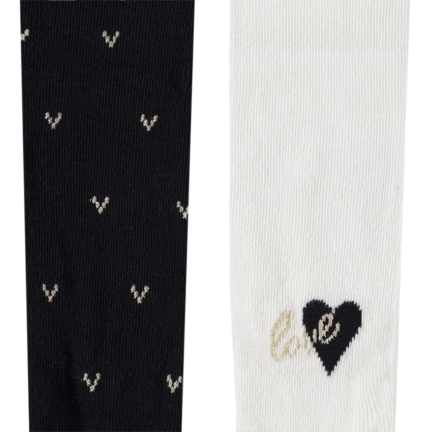 Pack de 2 pares de leotardos gruesos de jersey con estampado de corazones para bebé niña 