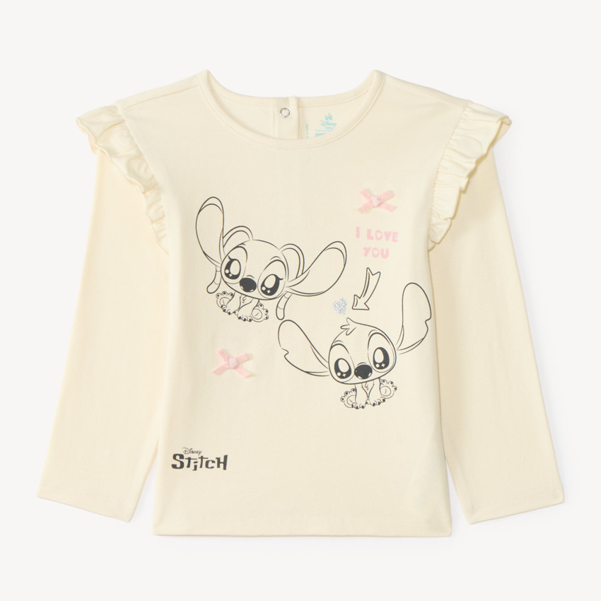Camiseta de manga larga para bebé niña con estampado de Stitch y Angel. 