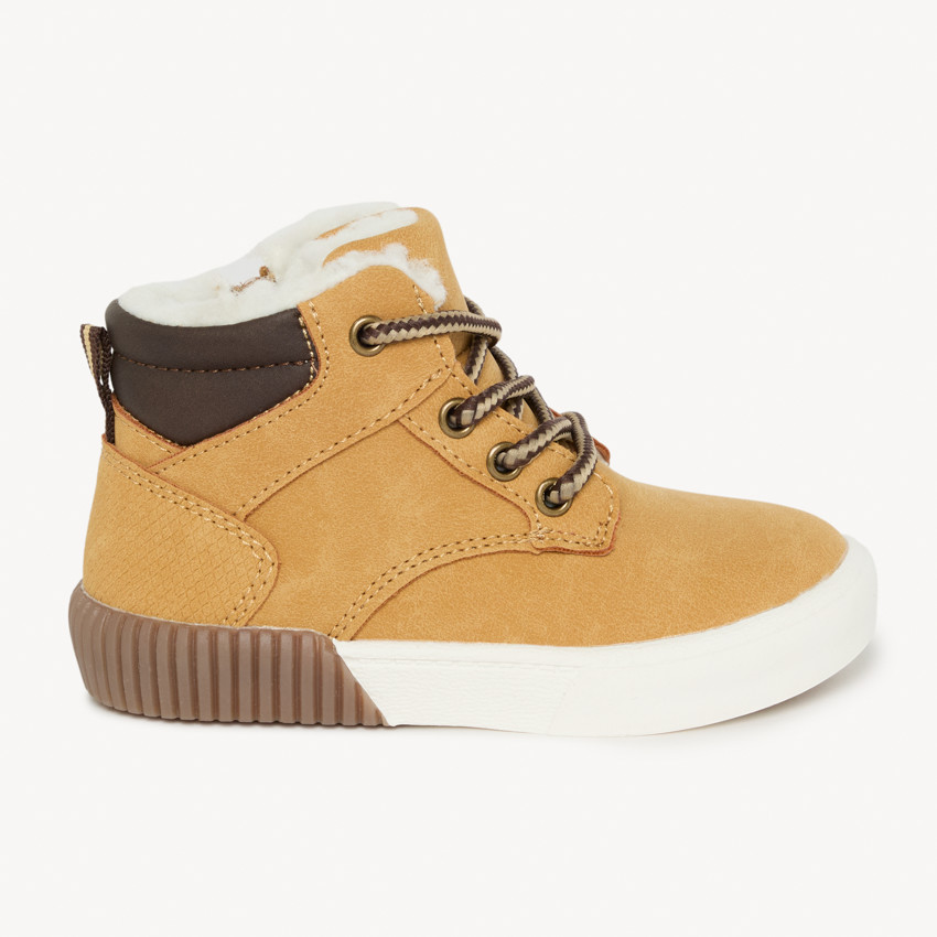Botín camel con cordones y cremallera para bebé niño 