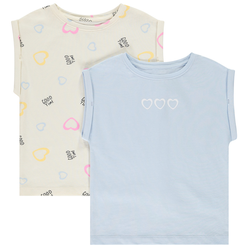 Pack de 2 camisetas de manga corta con forma de caja para niña  Additional Pack de 2 camisetas de manga corta con forma de caja para niña