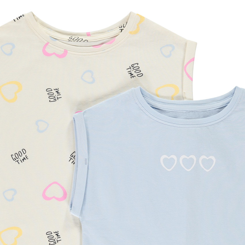 Pack de 2 camisetas de manga corta con forma de caja para niña  Additional Pack de 2 camisetas de manga corta con forma de caja para niña