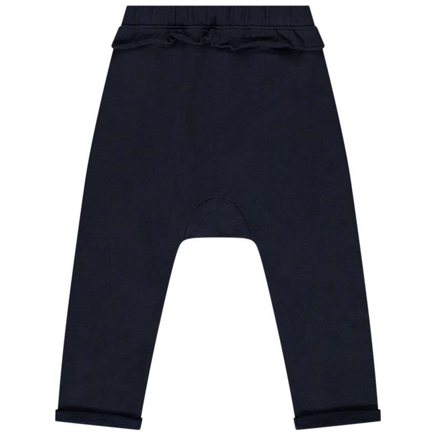 Pantalón jogging de felpa liso con volante para bebé niña 