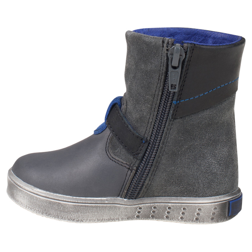 Botas bajas de cuero en la parte superior con cremallera con hebilla 