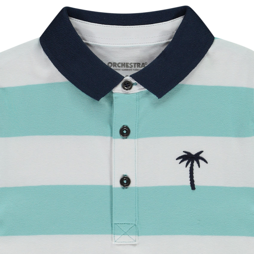 Polo de manga corta rayas con bordado de palmera para niño 
