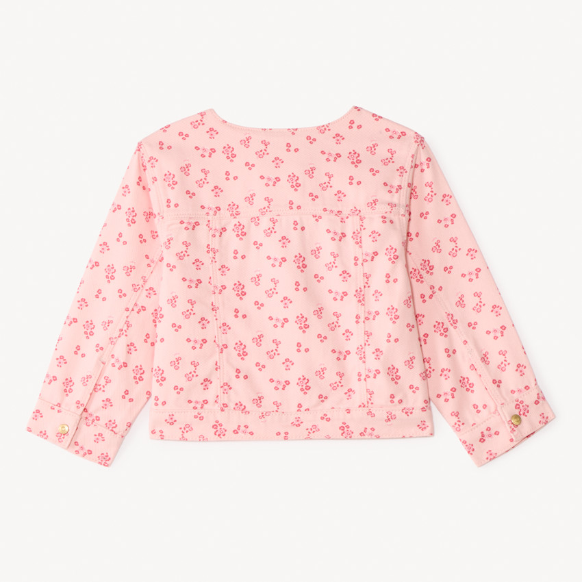 Chaqueta de mezclilla con estampado de flores para niña bebé 