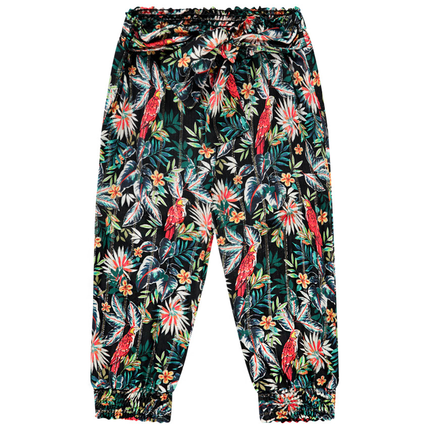 Pantalón pirata fluido print tropical 