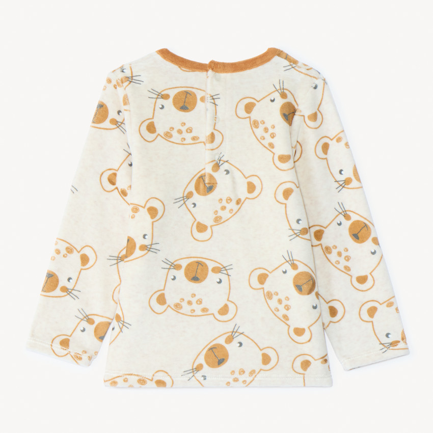 Set pyjama en velours imprimé pour bébé garçon avec finitions différentes selon l'âge 