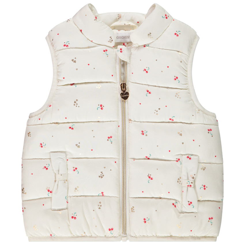 Chaleco acolchado sin mangas con estampado de cerezas para bebé niña  Additional Chaleco acolchado sin mangas con estampado de cerezas para bebé niña