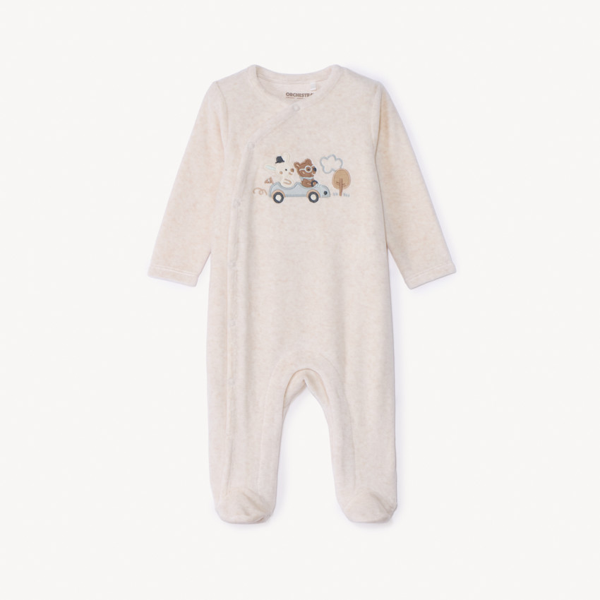Pijama de felpa con parche de coche para bebé niño. 