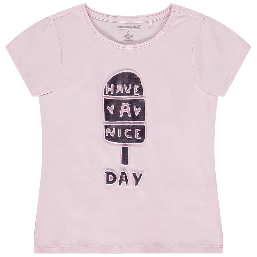 T-shirt manches courtes print embossed en foil pour fille 