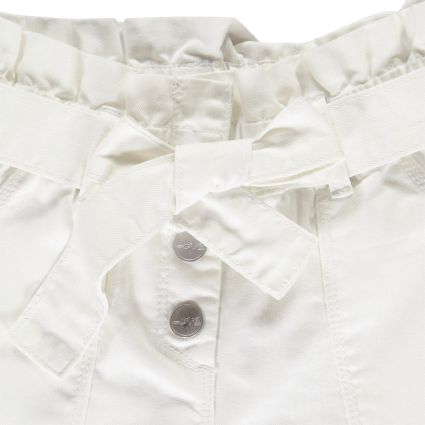 Short paperbag de twill con cinturón para anudar para niña 