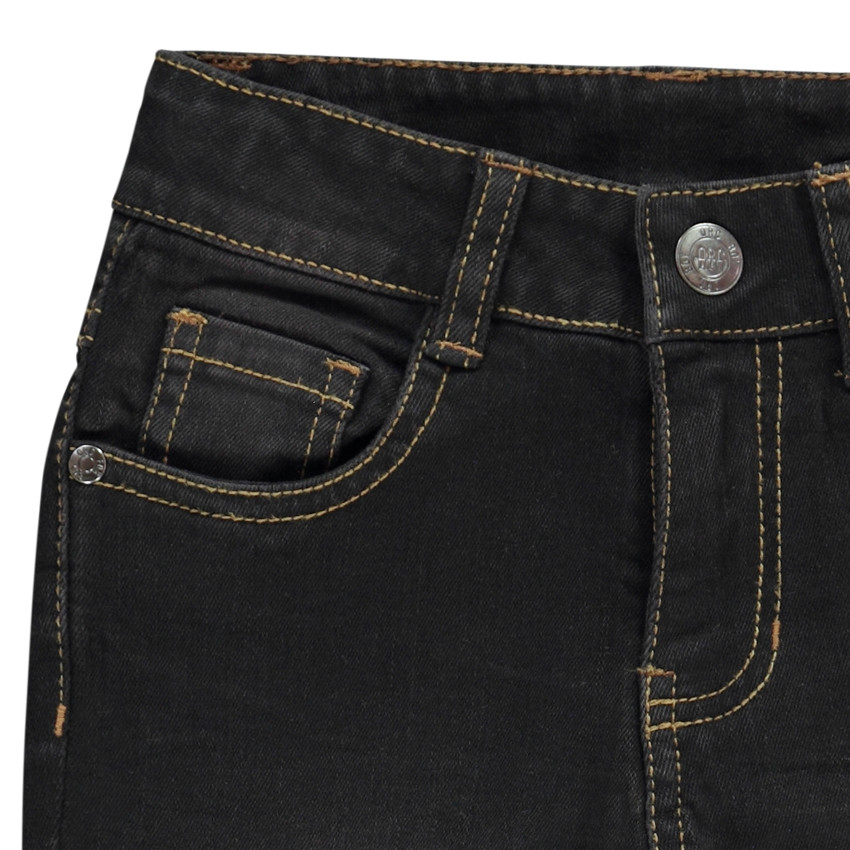 Jean skinny effet used à texte en relief Main Jean skinny effet used à texte en relief