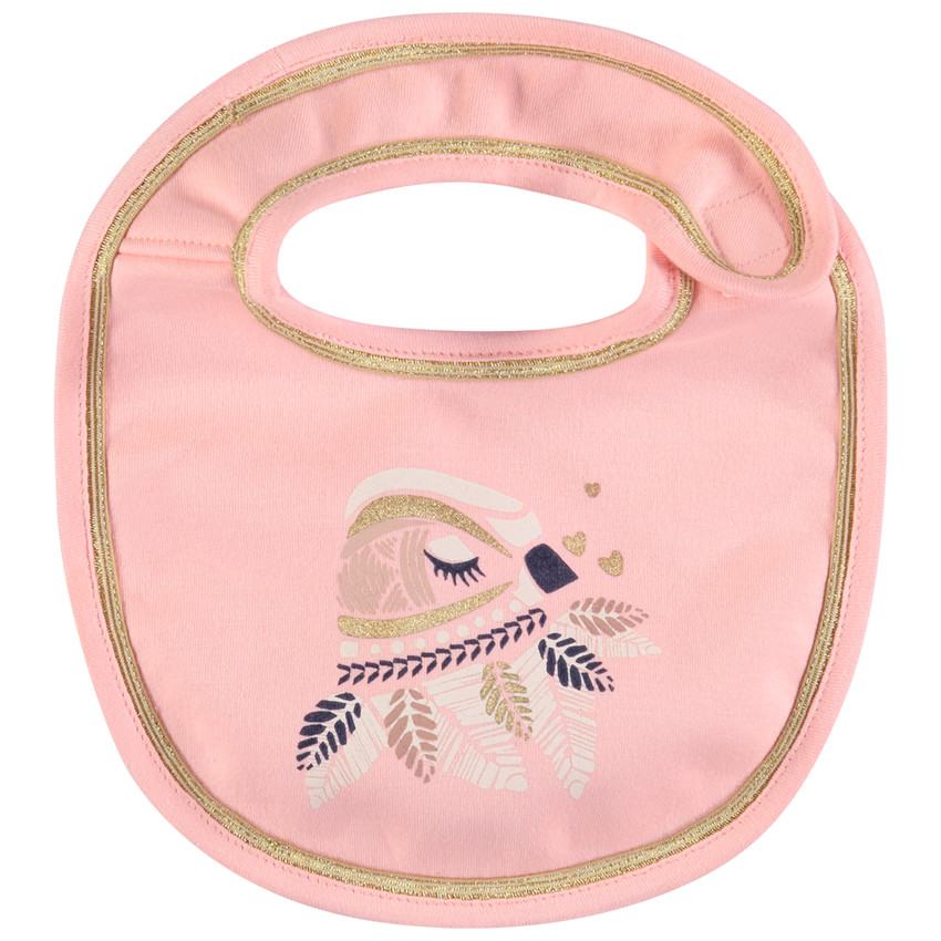 Biberón rosa con estampado de pájaros brillantes y ribete dorado 
