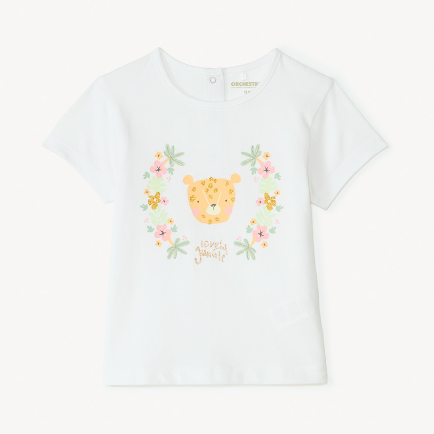 Camiseta de manga corta con estampado brillante para niña bebé 