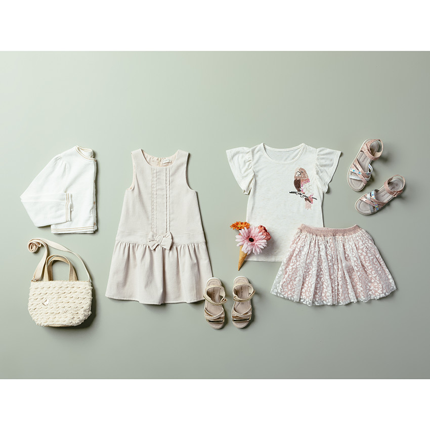 Vestido de ceremonia sin mangas punto fantasía y lazo 