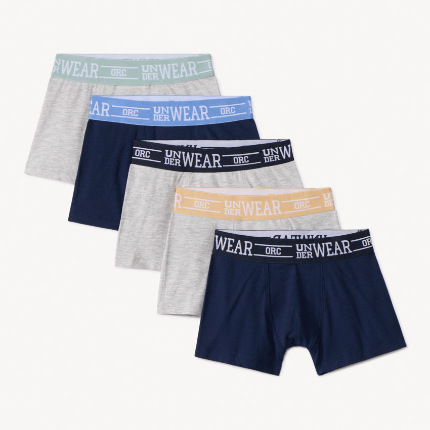 Pack de 5 bóxers lisos para niño 
