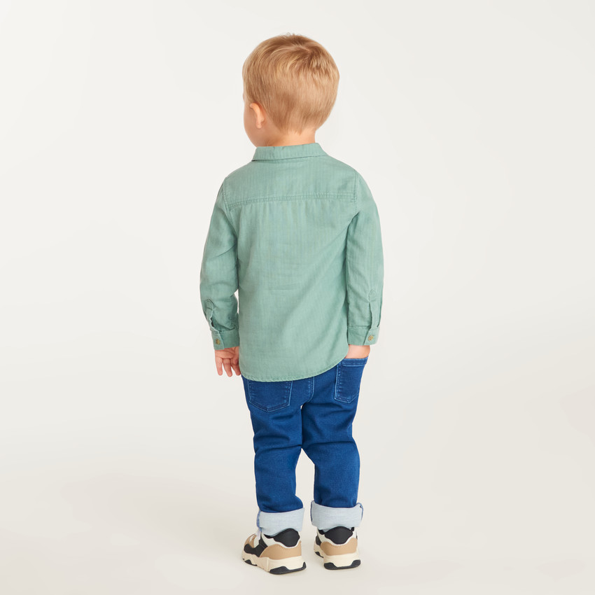 Camisa de manga larga para bebé niño en gasa de algodón 