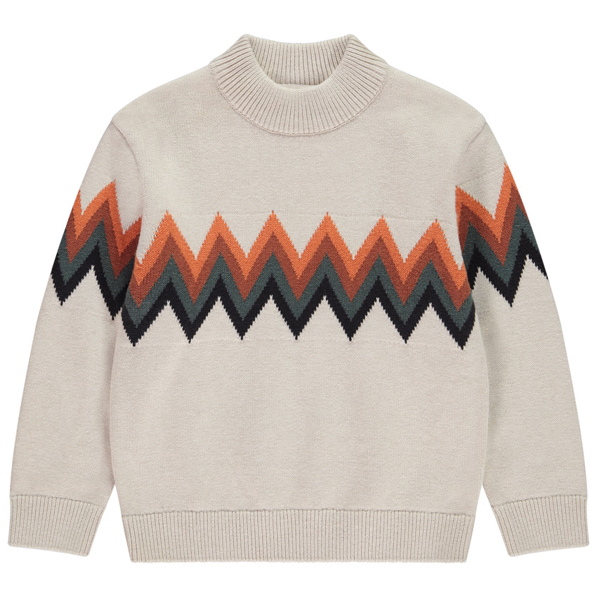 Suéter de cuello alto y motivo en jacquard para niño 