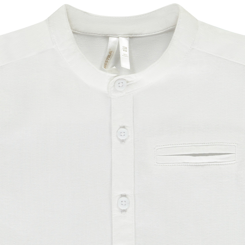 Camisa de manga corta unida con cuello mao para bebé niño 