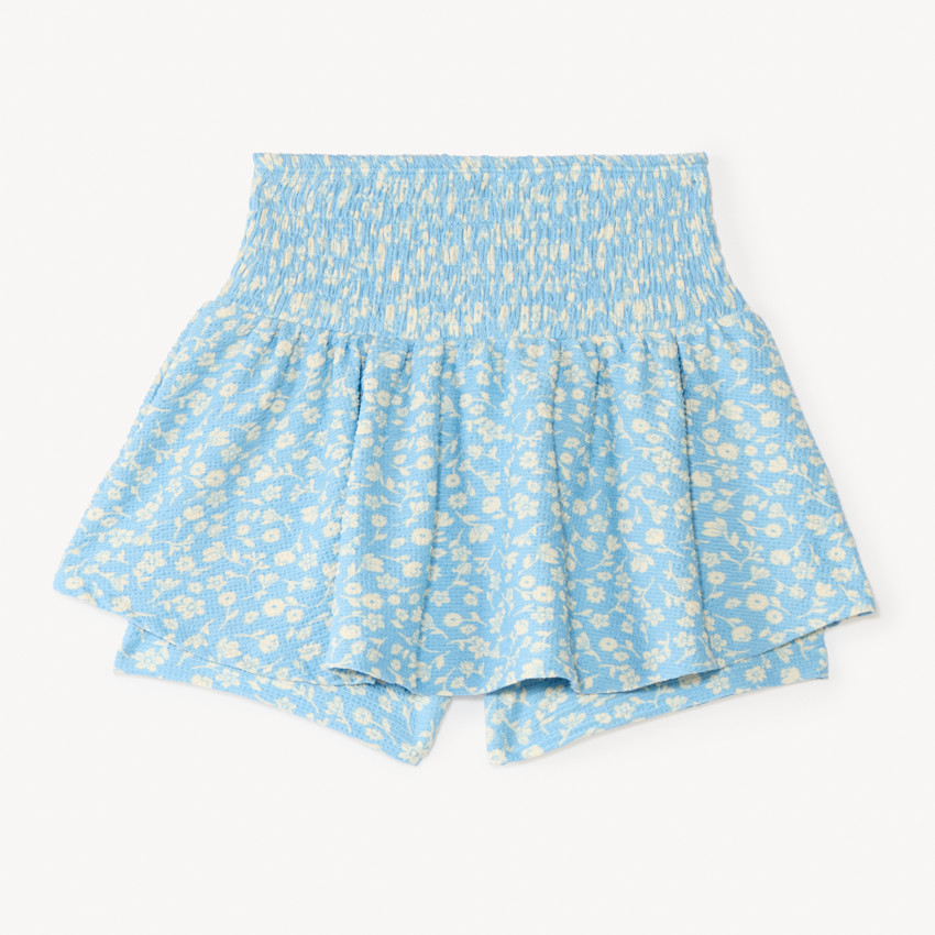 Falda-pantalón con cintura fruncida y estampado de flores para niña 