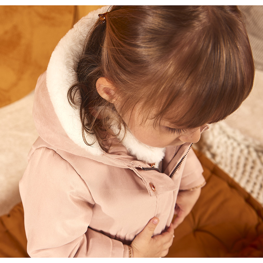 Parka 2 en 1 con forro de piel sintética para bebé niña 