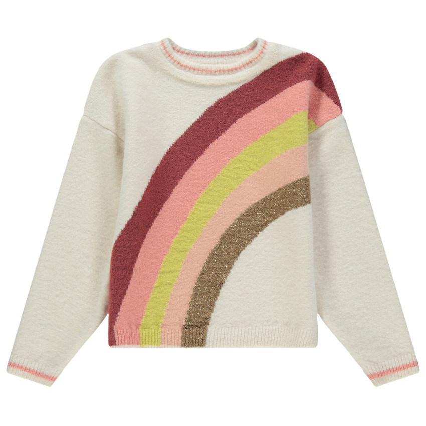 Pull en tricot motif arc-en-ciel brillant en jacquard  