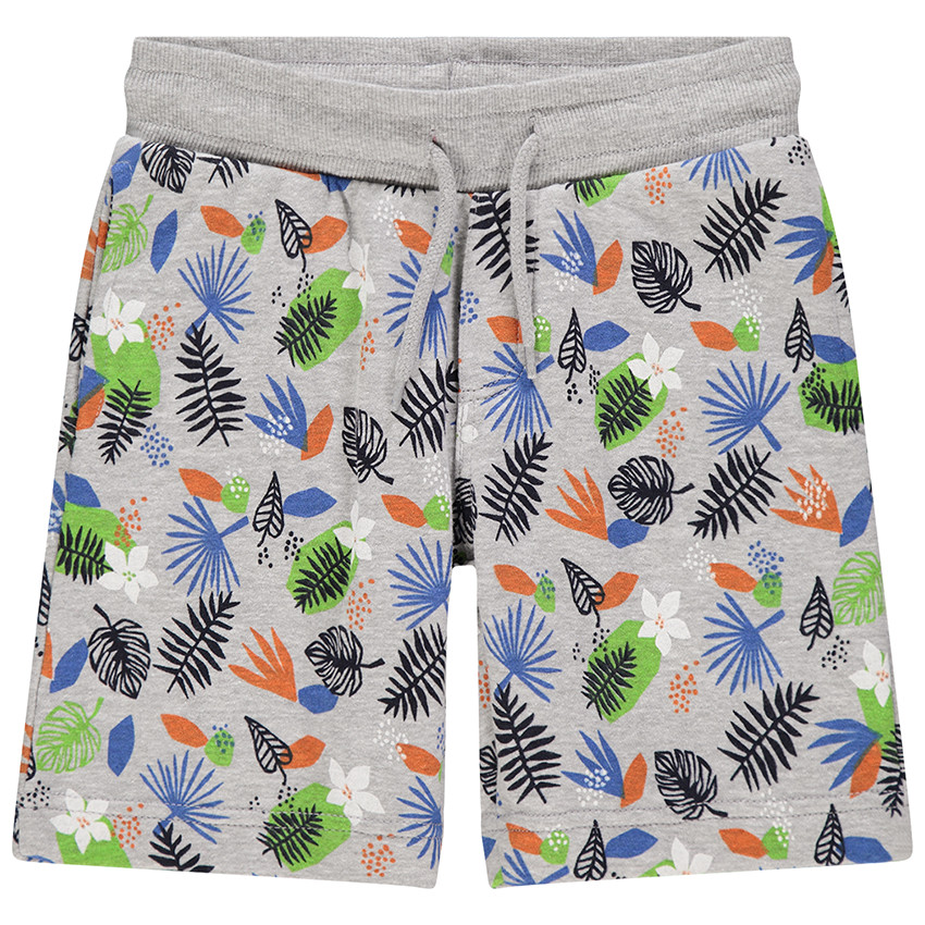 Bermudas de felpa jaspeada con estampado integral 