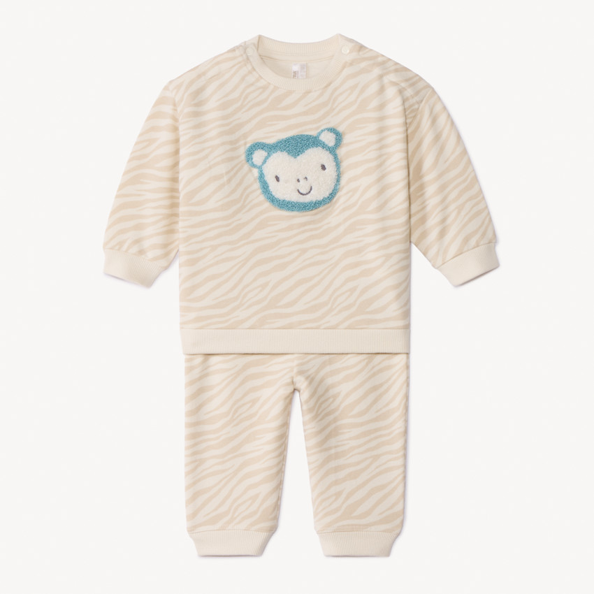 Conjunto de chándal de felpa con estampado de cebra para bebé niño 