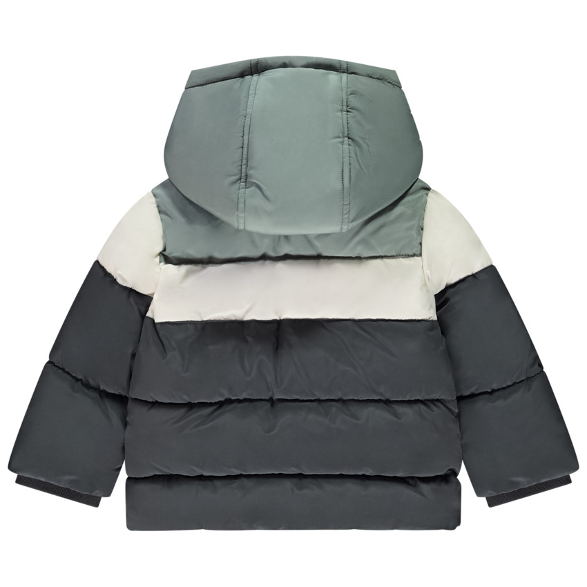 Plumífero efecto color block con capucha desmontable para bebé niño 
