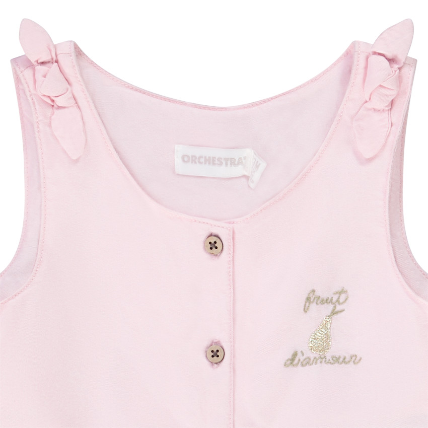 Pelele corto liso con bordado para bebé niña 