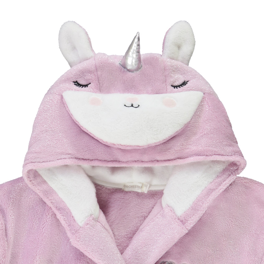 Robe de chambre capuche licorne en sherpa pour fille