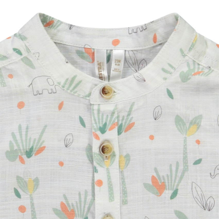 Camisa manga corta cuello mao estampado jungle para bebé niño 