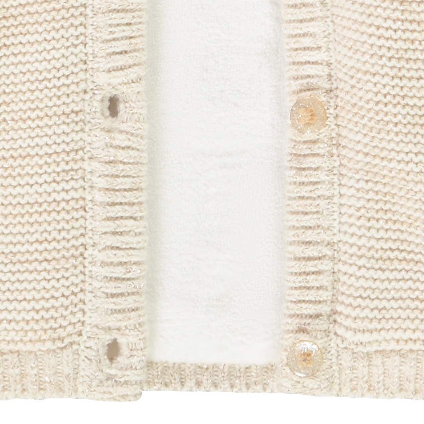 Chaqueta en tejido de punto de arroz con capucha y bordado corazón para bebé niña Main Chaqueta en tejido de punto de arroz con capucha y bordado corazón para bebé niña