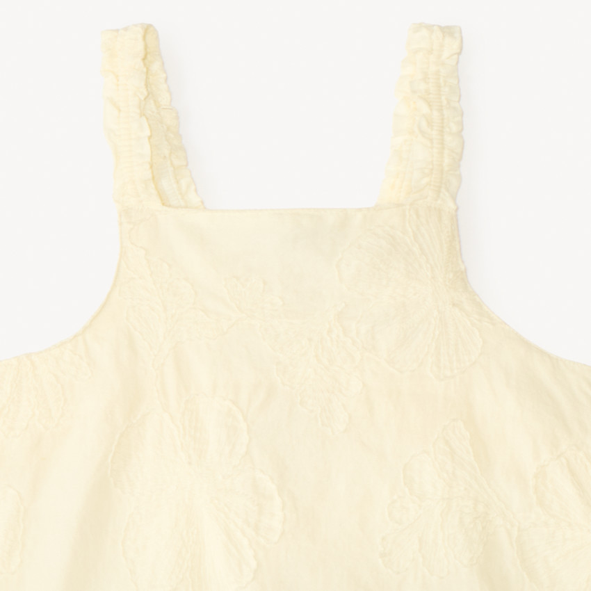 Camiseta sin mangas de gasa bordada con flores para niña 