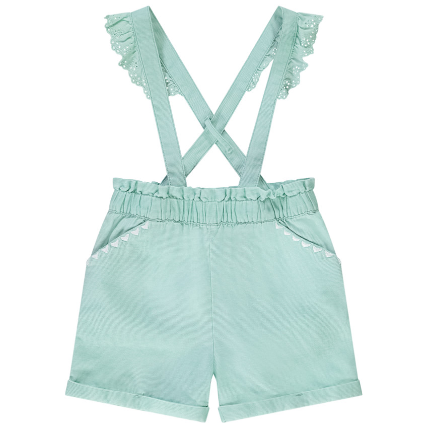Short à bretelles volantées en broderie anglaise pour bébé fille 