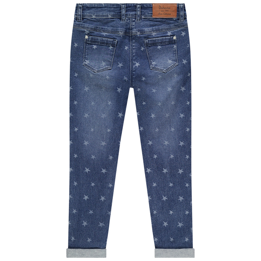 Jeans slim efecto desgastado estampado estrellas all-over 