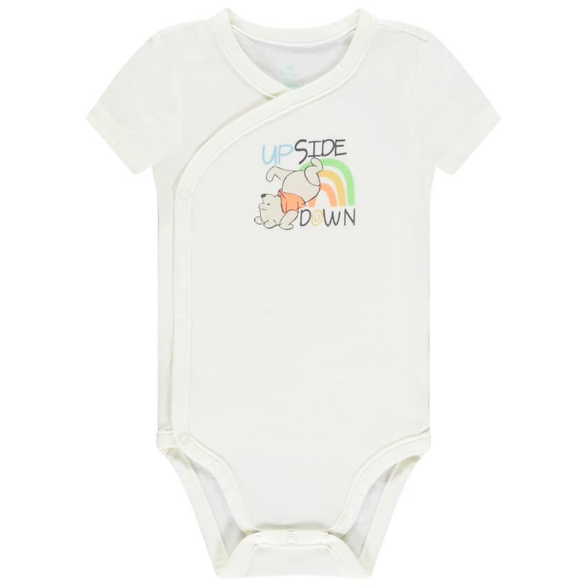 Lote de 3 Bodies de manga corta de Winnie el Pooh de Disney para bebé niño con aberturas diferentes según la edad. 